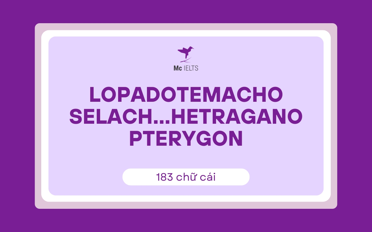 Lopado­­temacho­­selach…He­­tragano­­pterygon (183 chữ cái)