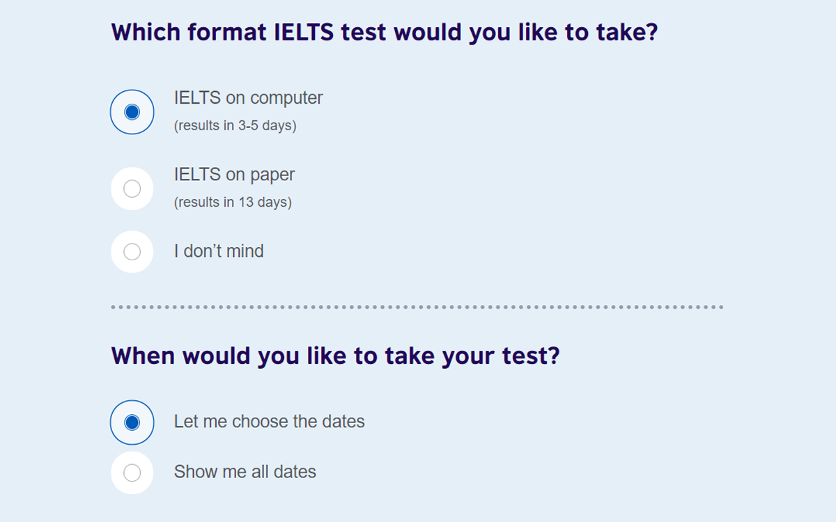 Sau khi chọn địa điểm thi IELTS và trung tâm thi IELTS, hãy tham khảo thông tin về hình thức thi và thời gian thi