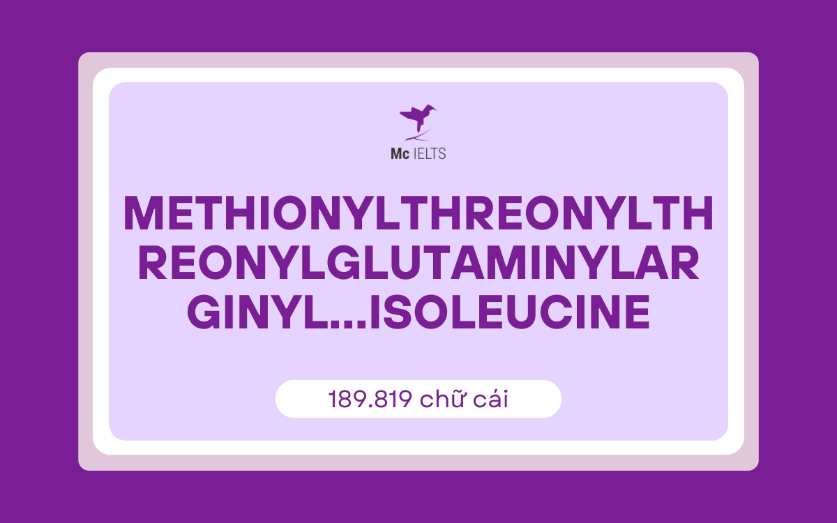 Từ tiếng Anh dài nhất: “Methionylthreonylthreonylglutaminylarginyl…isoleucine” (189.819 chữ cái)