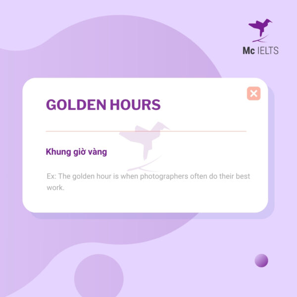 Vocabulary Golden hours - Topic Photography