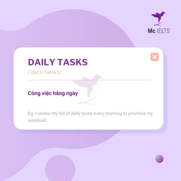 Vocabulary daily tasks - Topic Memory