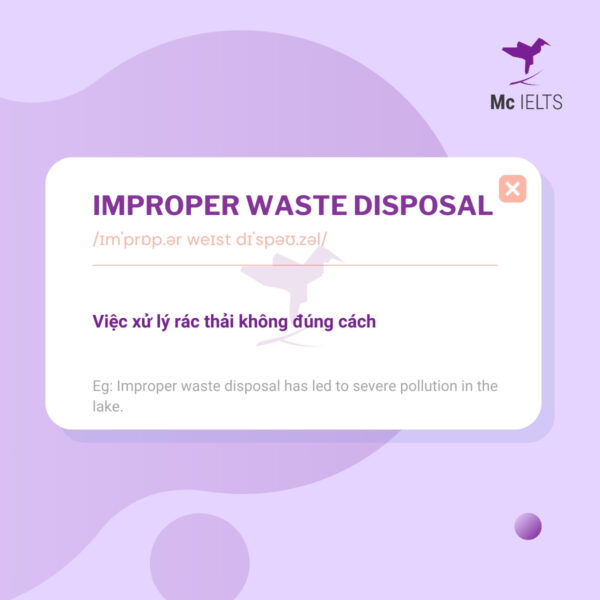 Vocabulary improper waste disposal topic Pollution