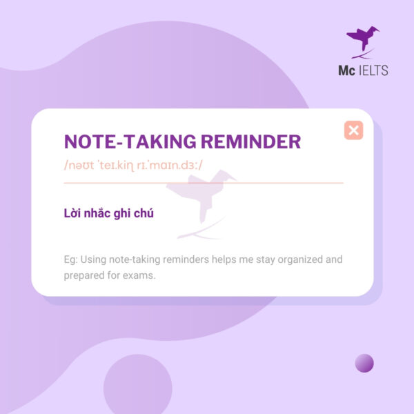 Vocabulary note-taking reminders - Topic Memory