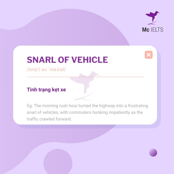 Vocabulary Snarl of vehicle - Topic Traffic Jam