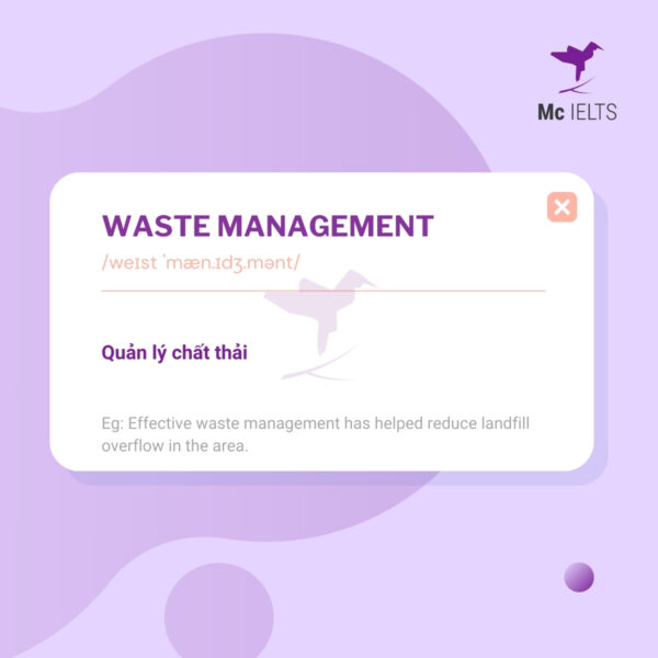 Vocabulary waste management topic Pollution