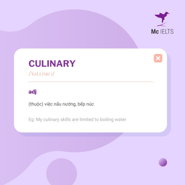 Vocabulary culinary topic Festival
