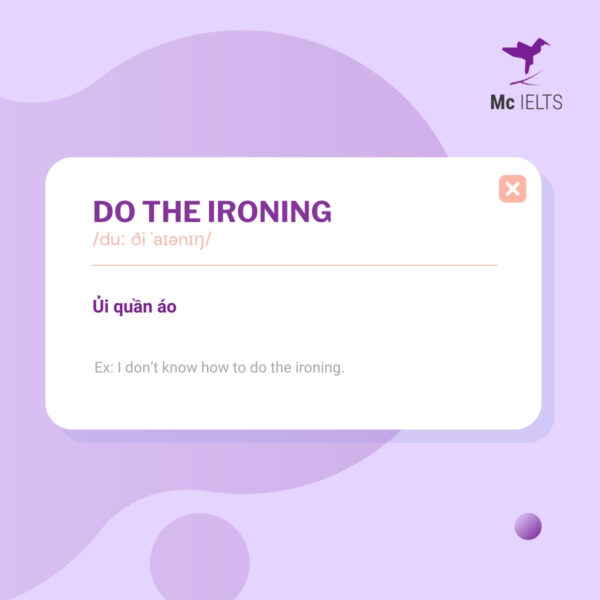 Vocabulary do the ironing topic Housework and Cooking