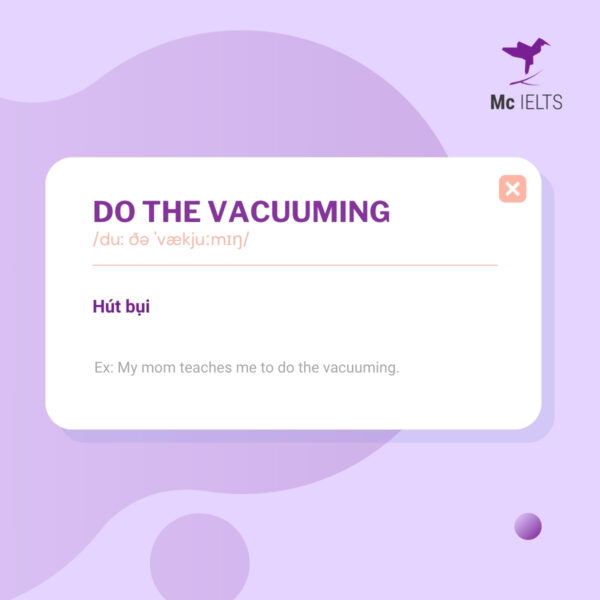 Vocabulary do the vacuuming topic Housework and Cooking