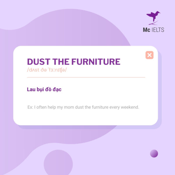 Vocabulary dust the furniture up topic Housework and Cooking