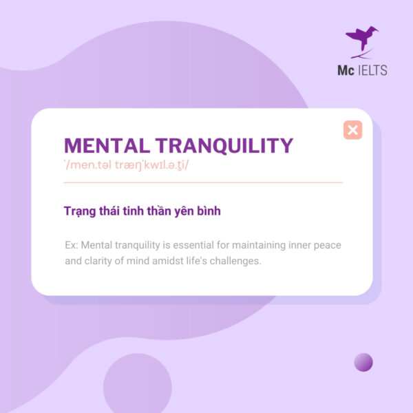 Vocabulary mental tranquility topic Weekend