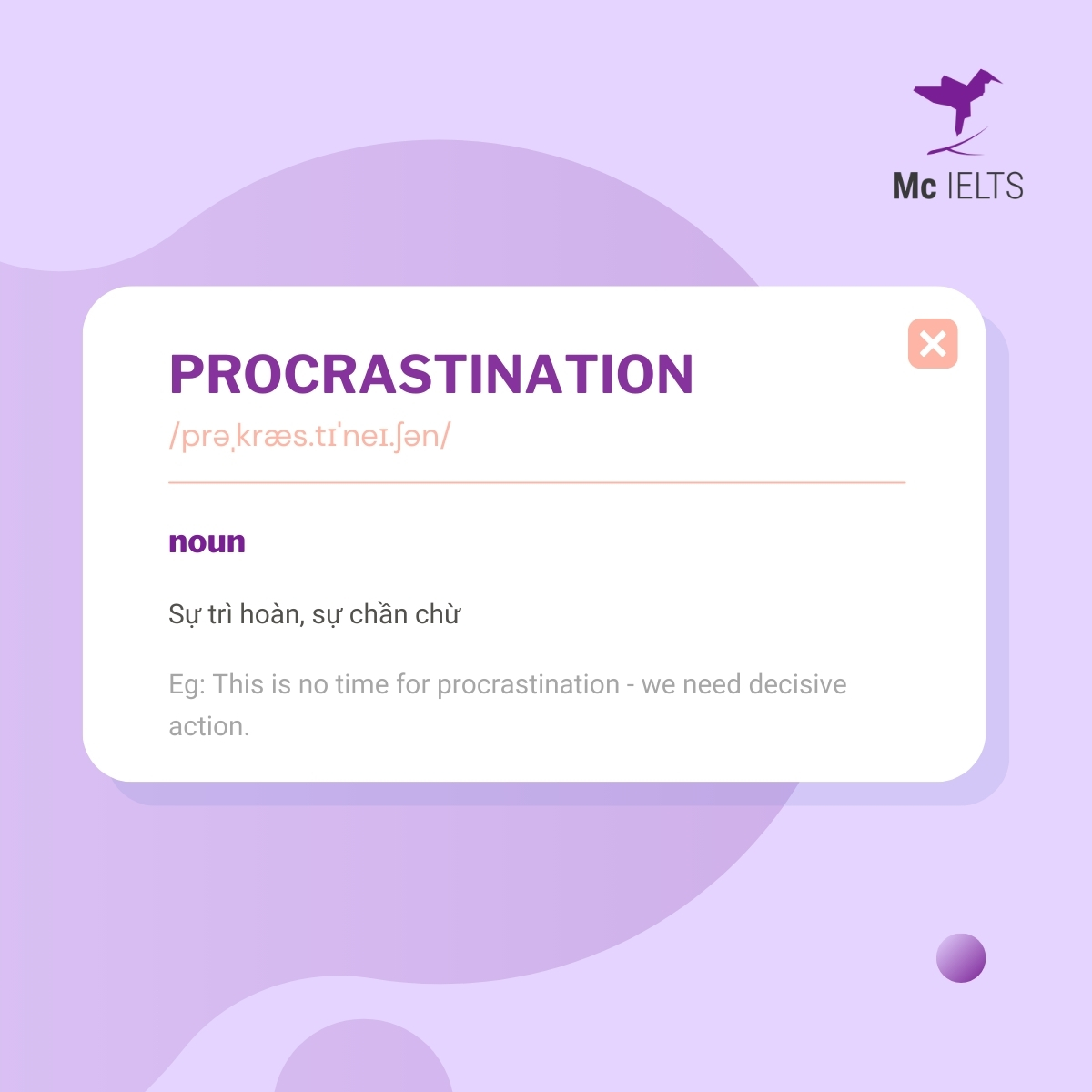 Vocabulary procrastination topic Tell about childhood