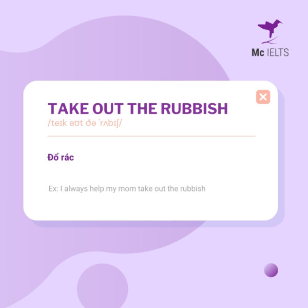 Vocabulary take out the rubbish topic Housework and Cooking