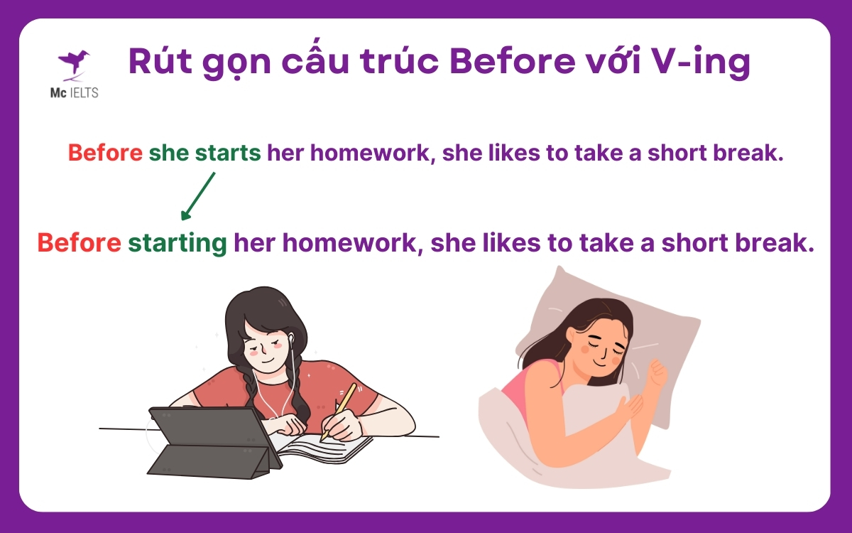 Ví dụ rút gọn cấu trúc bằng Verb-ing