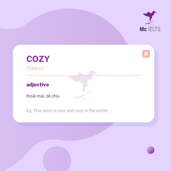 Vocabulary cozy topic Accommodation