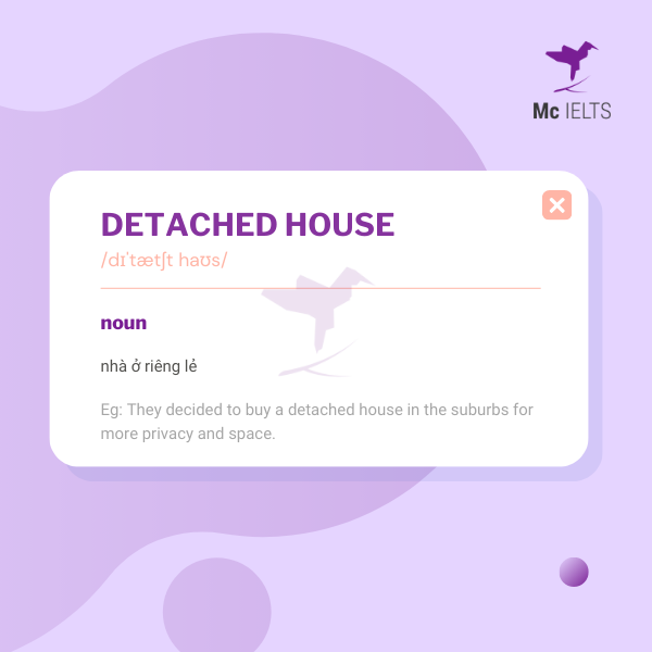 Vocabulary detached house topic Accommodation