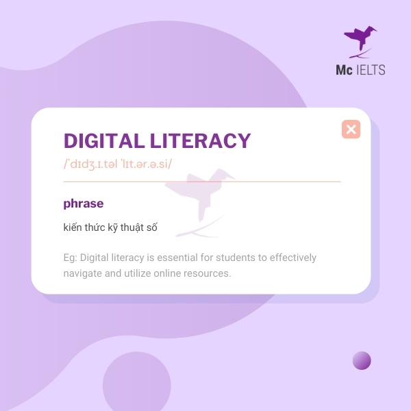 Vocabulary digital literacy topic Technology