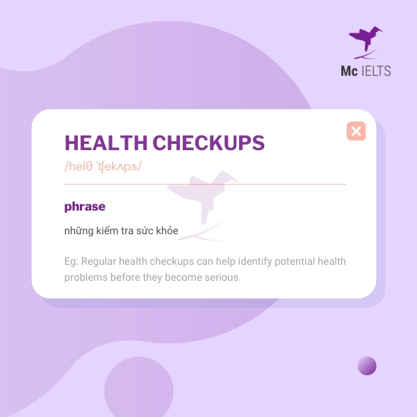 Vocabulary health checkups topic Health