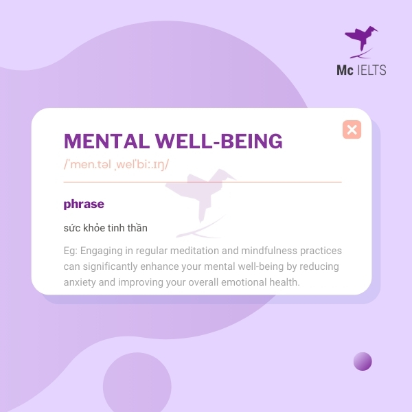 Vocabulary mental well-being topic Health