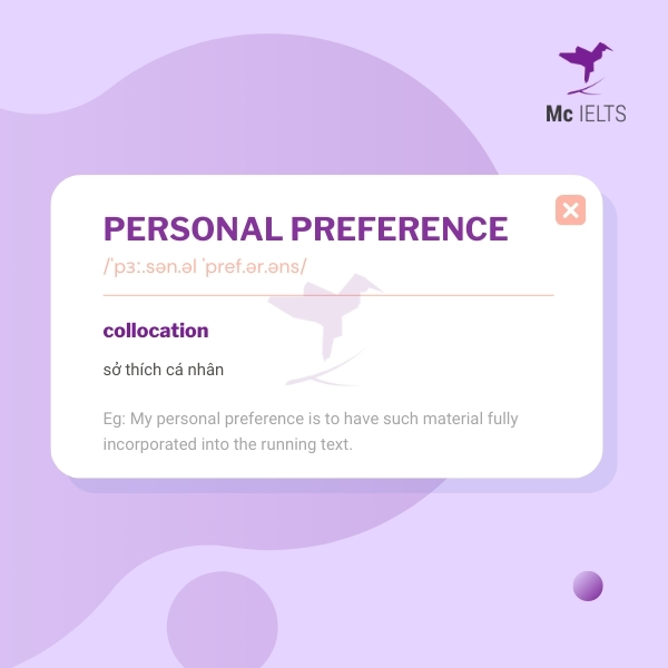 Vocabulary personal preference topic Name