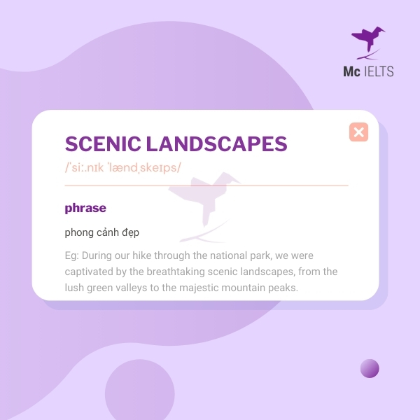 Vocabulary scenic landscapes topic Cars