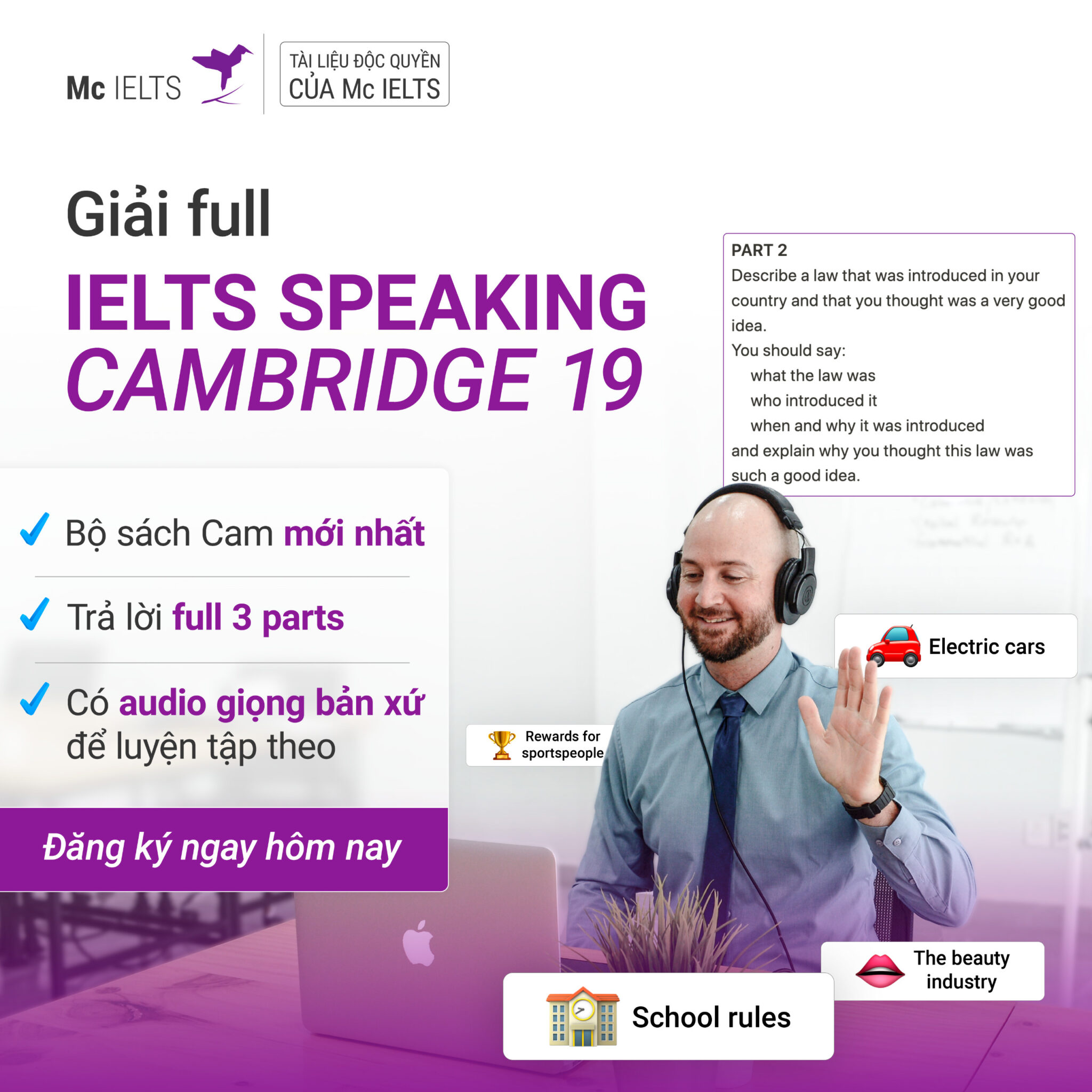 Download Câu trả lời Speaking IELTS Cambridge 19 (Có Audio) - Mcielts