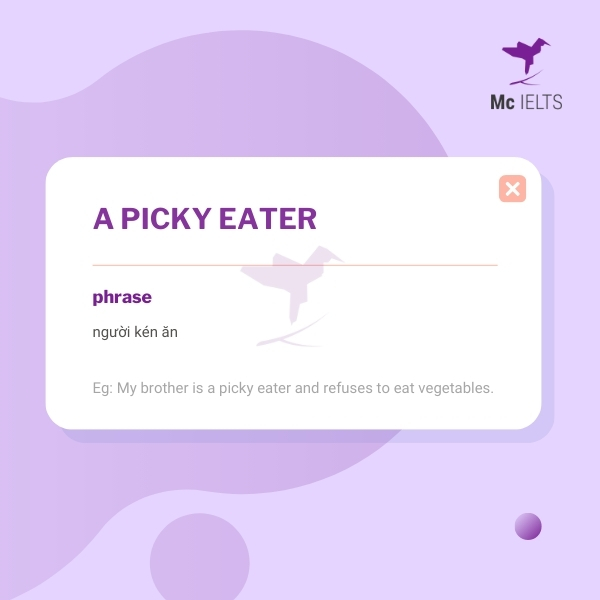 Vocabulary a picky eater topic Food