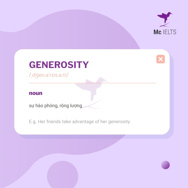 Vocabulary generosity topic Relationships