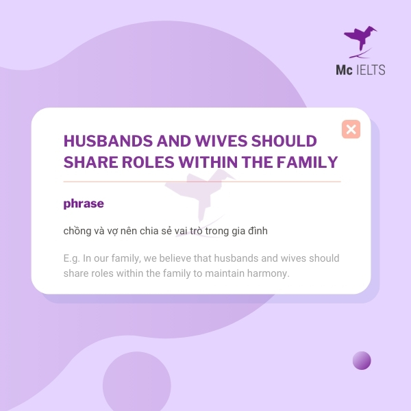 Vocabulary husbands and wives should share roles within the family topic Family