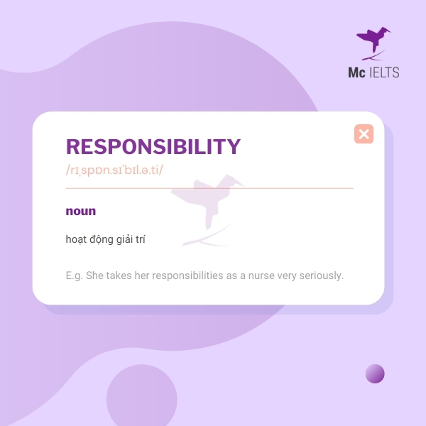 Vocabulary responsibility topic Animals