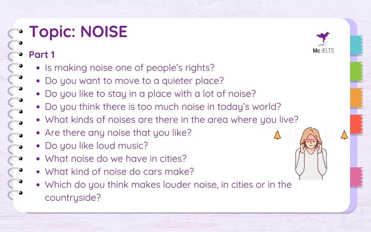 Question and answer topic What kind of noise does car make IELTS Speaking