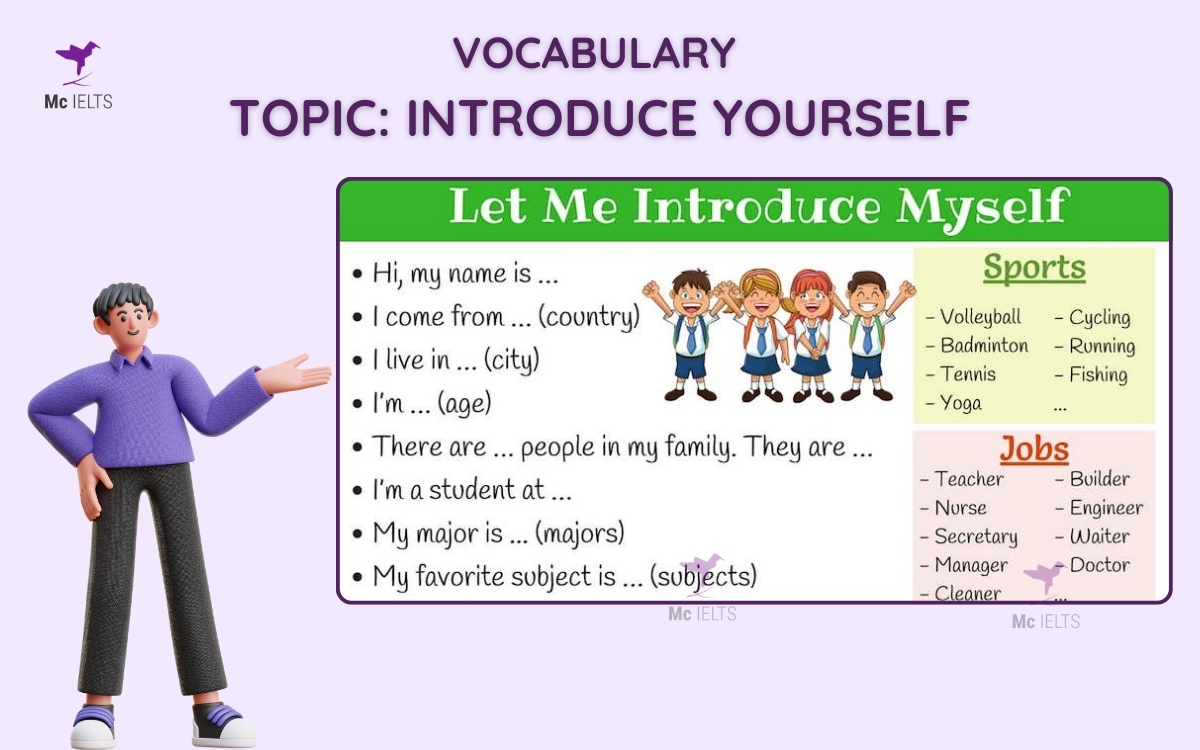 Vocabulary topic Introduce myself IELTS