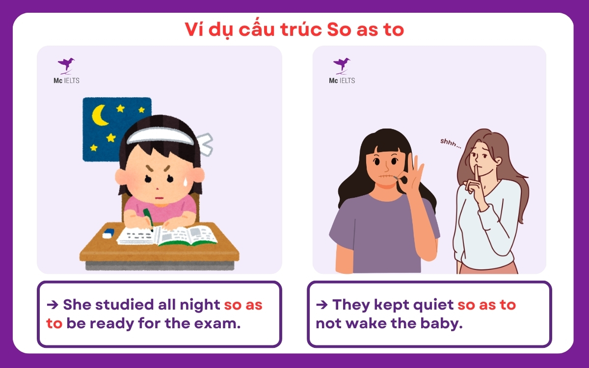 Ví dụ so as not to là gì? Bài tập cấu trúc So as to