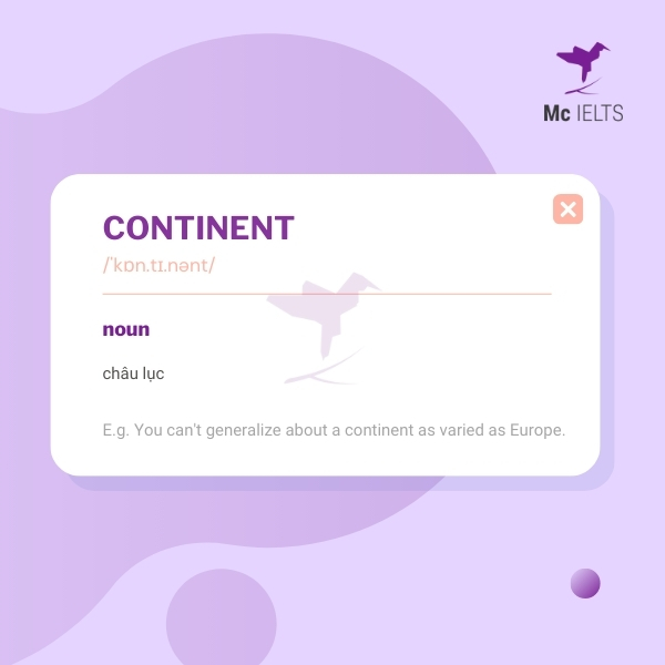 Vocabulary continent topic Desserts/Sweets & Cakes