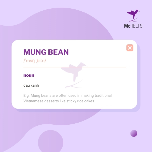 Vocabulary mung bean topic Desserts/Sweets & Cakes