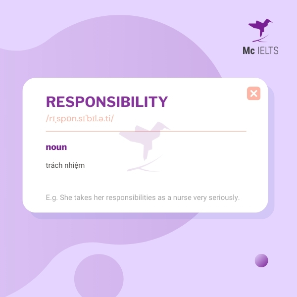 Vocabulary responsibility topic Children