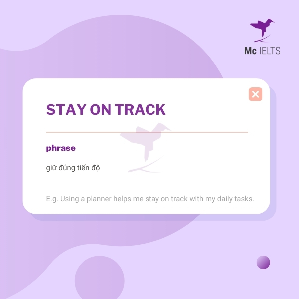 Vocabulary stay on track topic Plan & Time Management