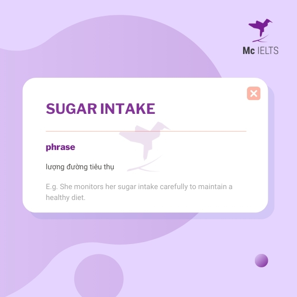 Vocabulary sugar intake topic Desserts/Sweets & Cakes