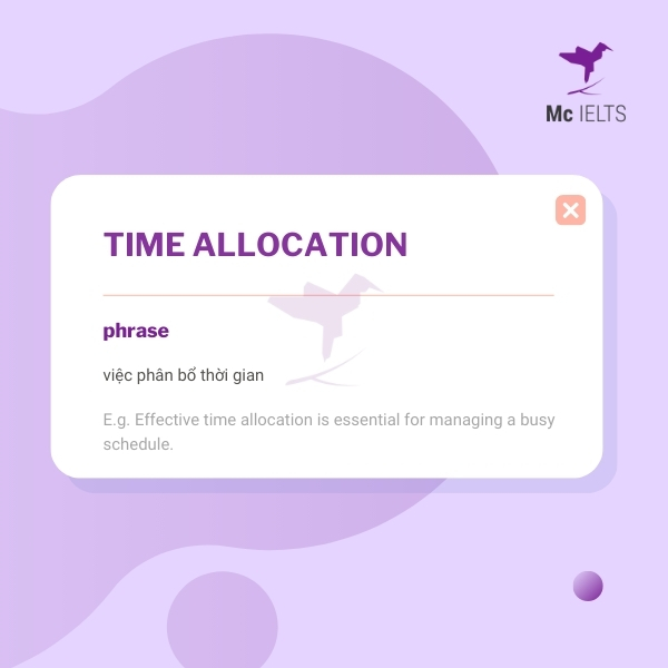 Vocabulary time allocation topic Plan & Time Management