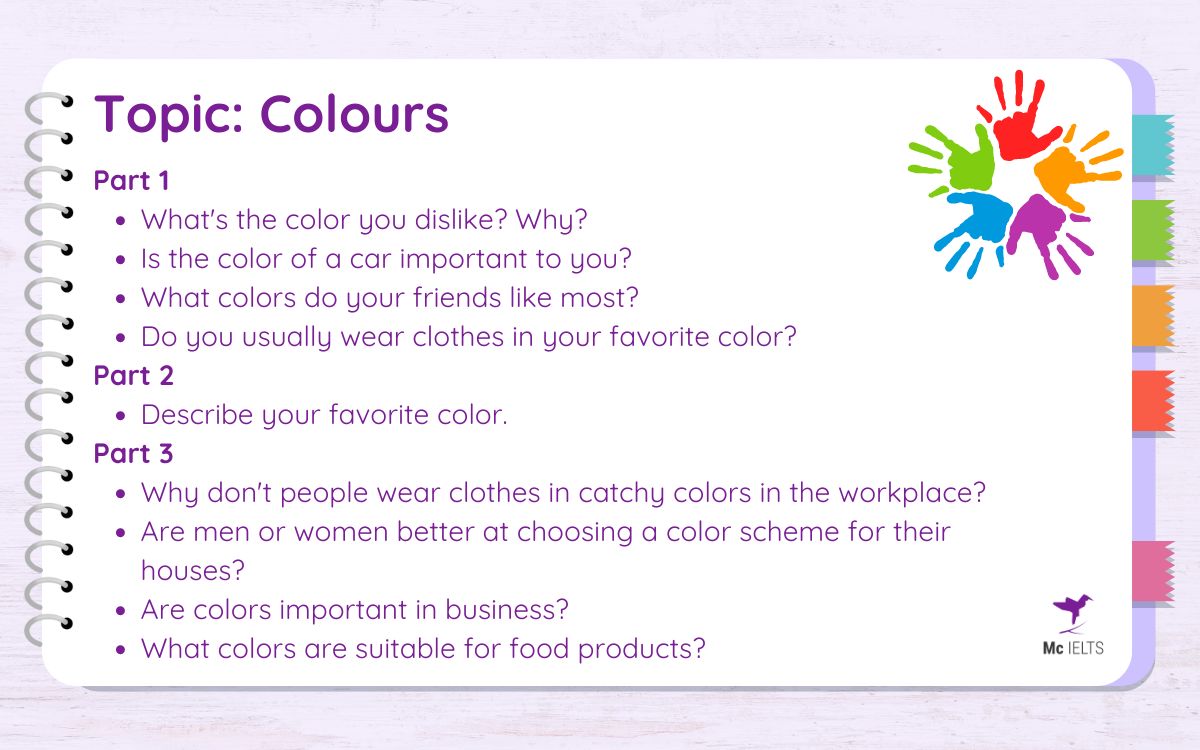 Question and answer topic Color Speaking Part 1