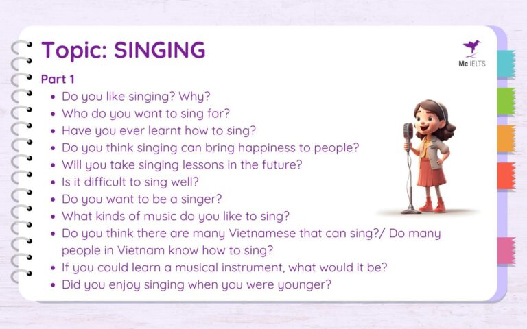 Bài Mẫu IELTS Speaking Part 1 - Topic: Singing (Kèm Từ Vựng)
