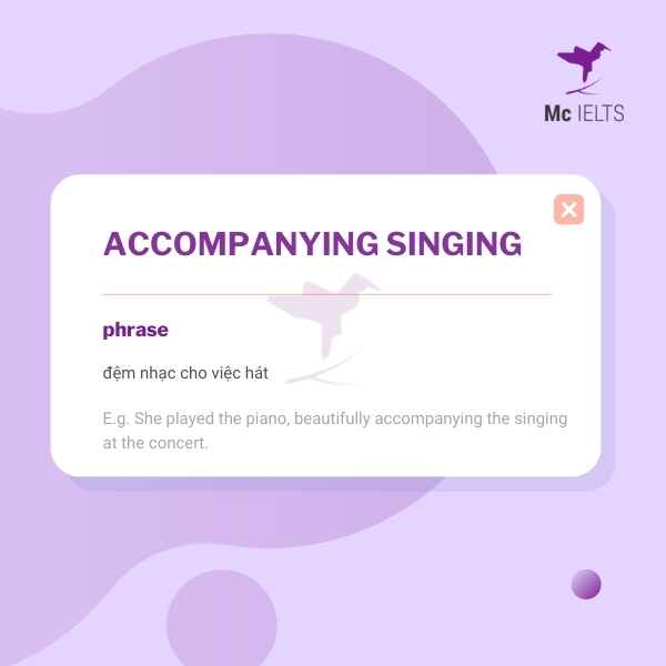 Vocabulary accompanying singing topic Singing