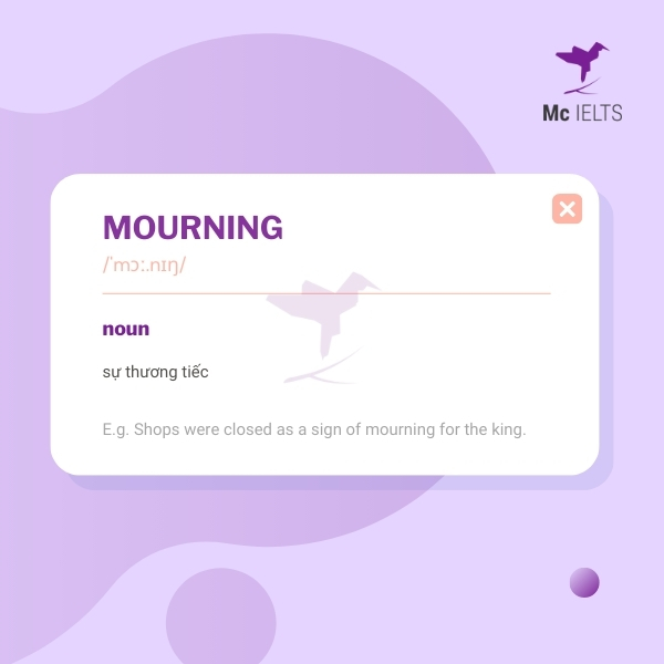 Vocabulary mourning topic Colours