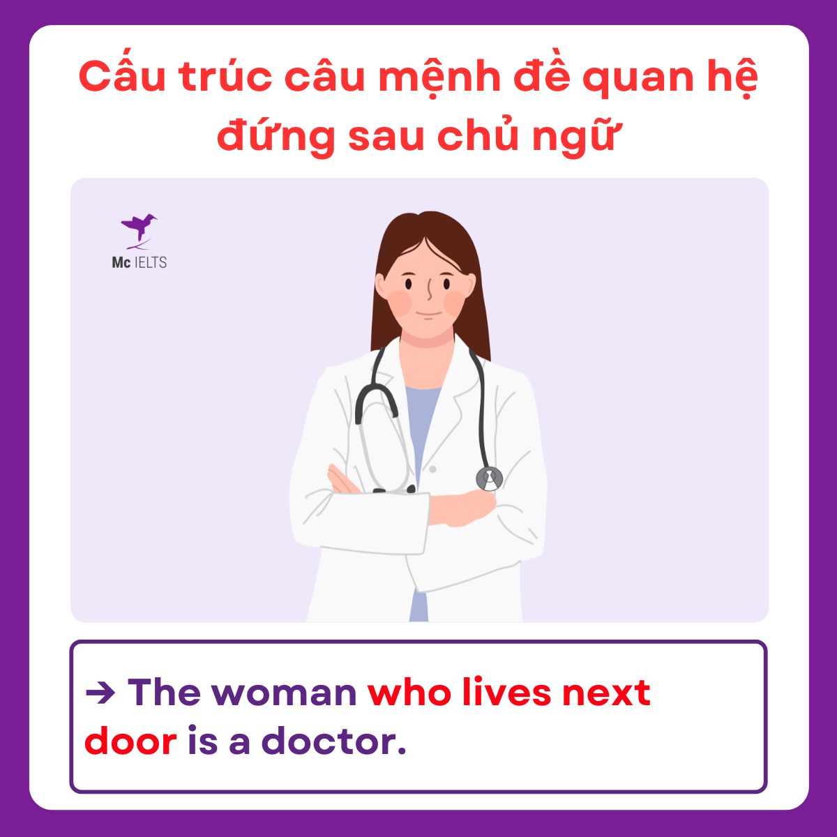 Ví dụ bài tập Relative clause đứng sau chủ ngữ