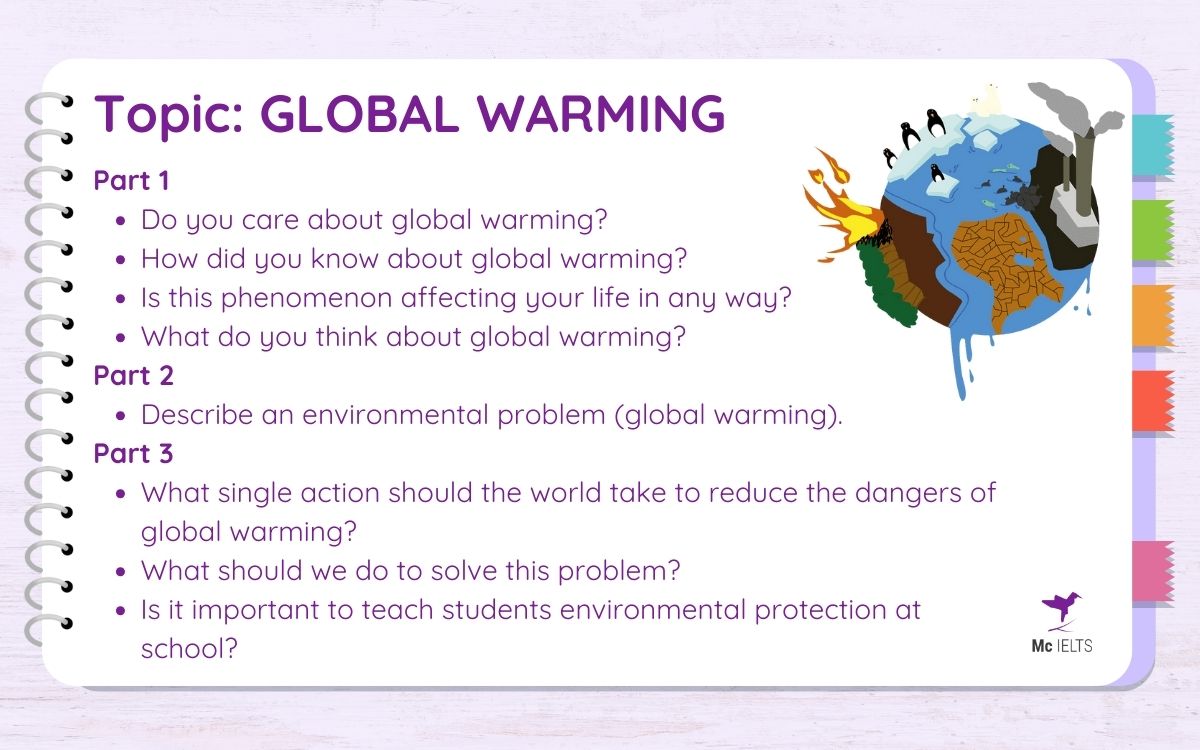 Question and asnwer topic Global warming Speaking