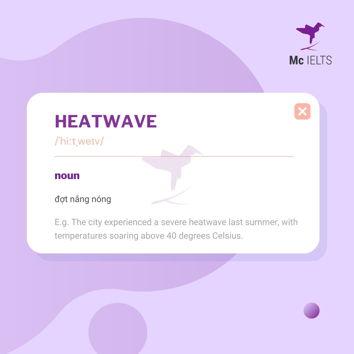 Vocabulary heatwave topic Global warming